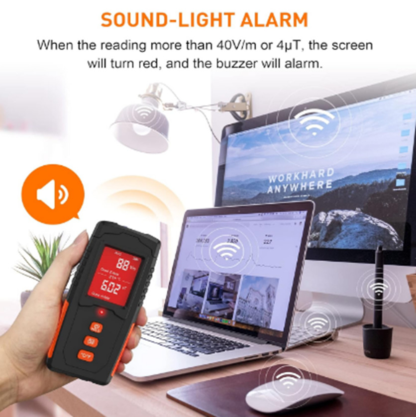 EMF Meter Rechargeable Electromagnetic Field Radiation Detector LCD EMF Reader