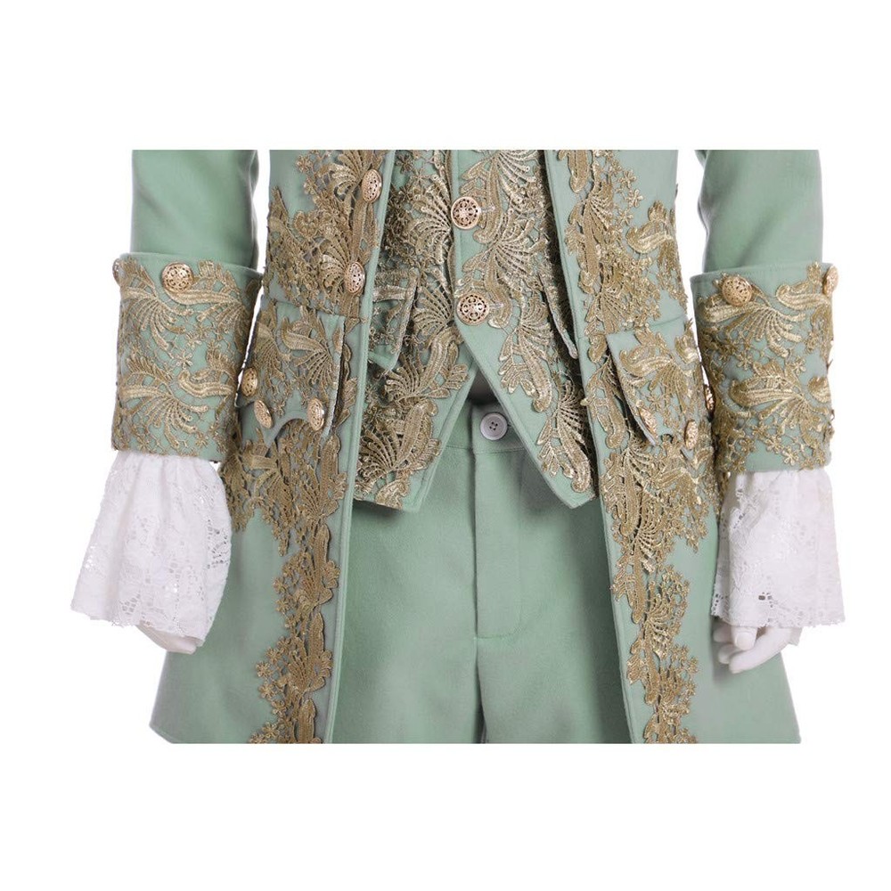 Victorian Costume Men Rococo Suit Jacket Vest Small, Light Green