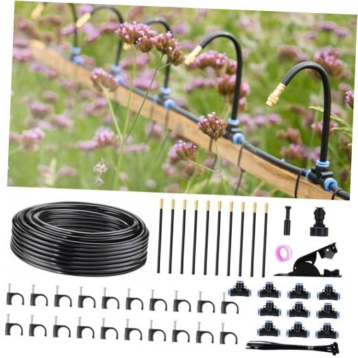 360° Automatic Drip Irrigation Kit - 5/16'' Tubing, Adjustable Universal 33FT