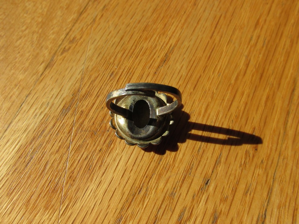 US Navy USN Seabee ring Silver enameled