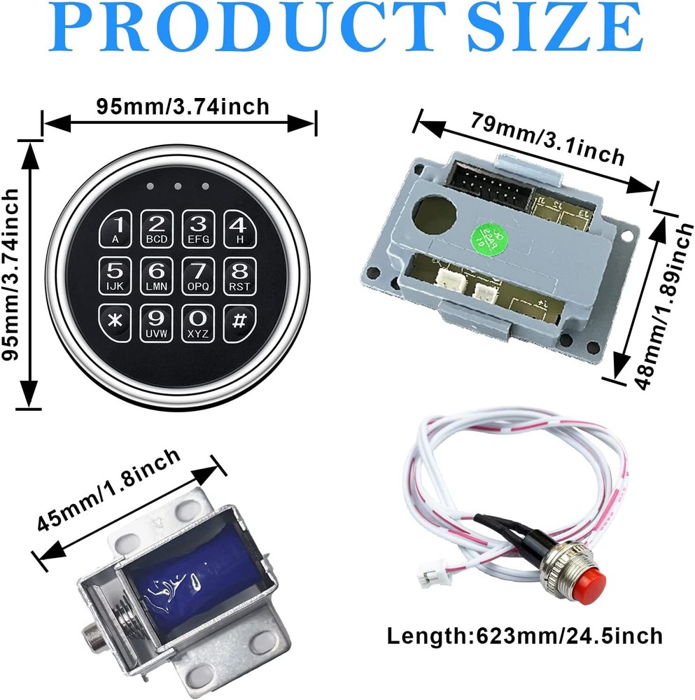 Gun Safe Lock Replacement Chrome Keypad Solenoid Safe Electronic Lock