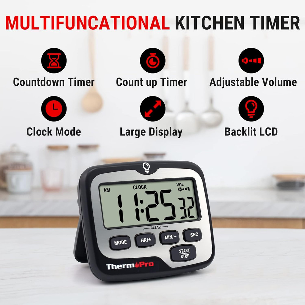 Thermopro TM01 Kitchen Timers for Cooking with Count up Countdown Timer, Digital