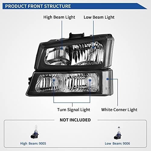 Headlight Assembly Replacement for 2003-2006 Chevy Silverado 1500 1500HD
