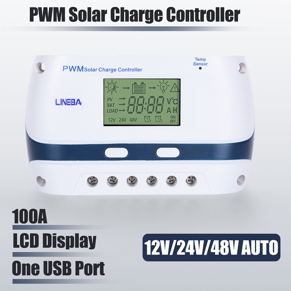 100A PWM Solar Panel Regulator Charge Controller Auto Focus Tracking 12V/24V/24V