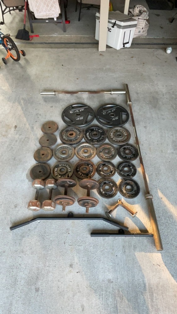 *SEND OFFERS* Squat Rack with Lat Pull-down PLUS ALL WEIGHTS *READ DESCRIPTION*