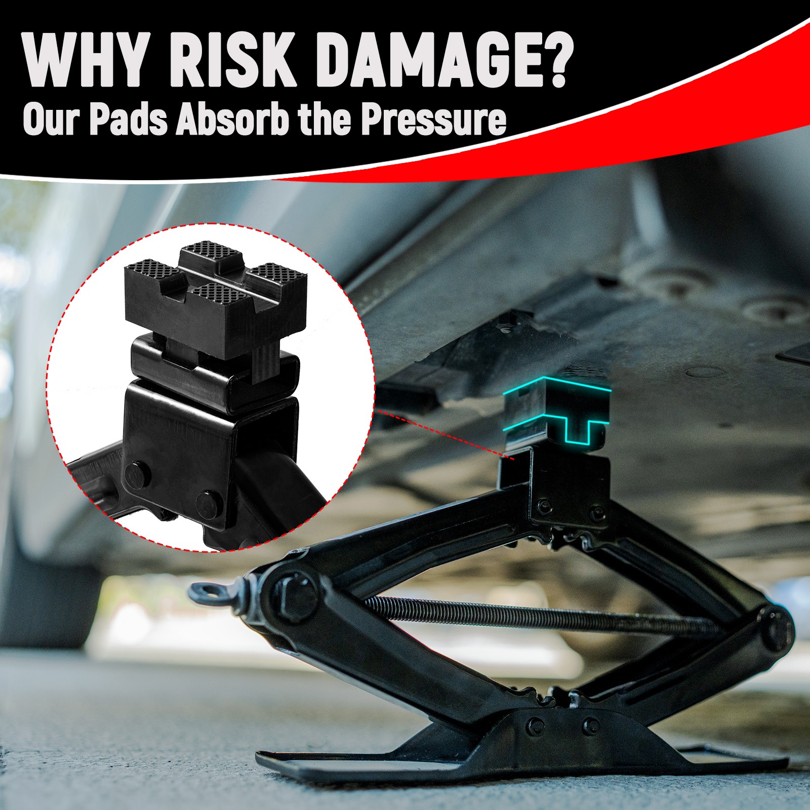 Rubber Pinch Weld Jack Pad Saddle for Scissor Lift Prevents Car Jack Kit Tool US