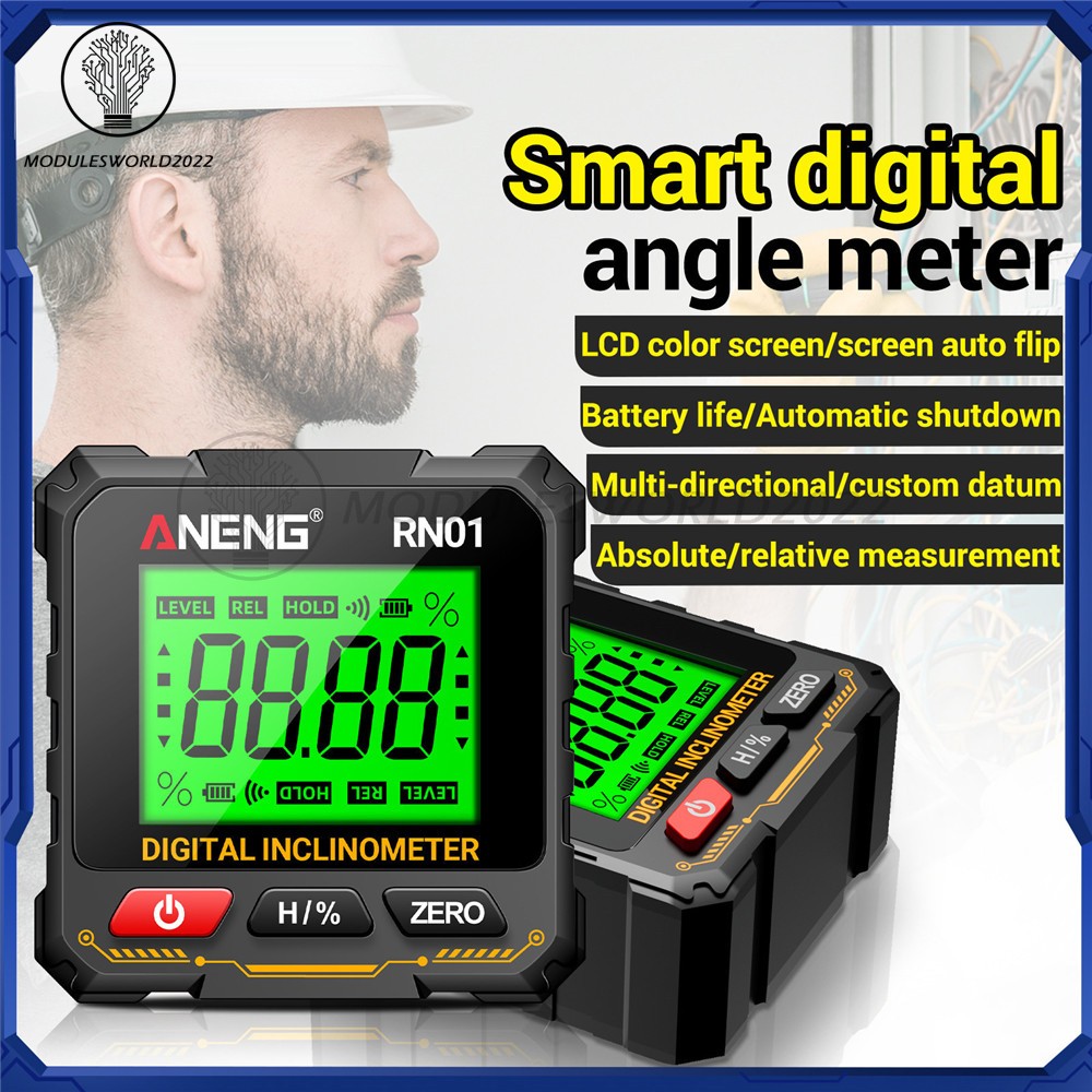 ANENG Digital Angle Finder Magnetic Protractor Level Box Inclinometer Tool 360°