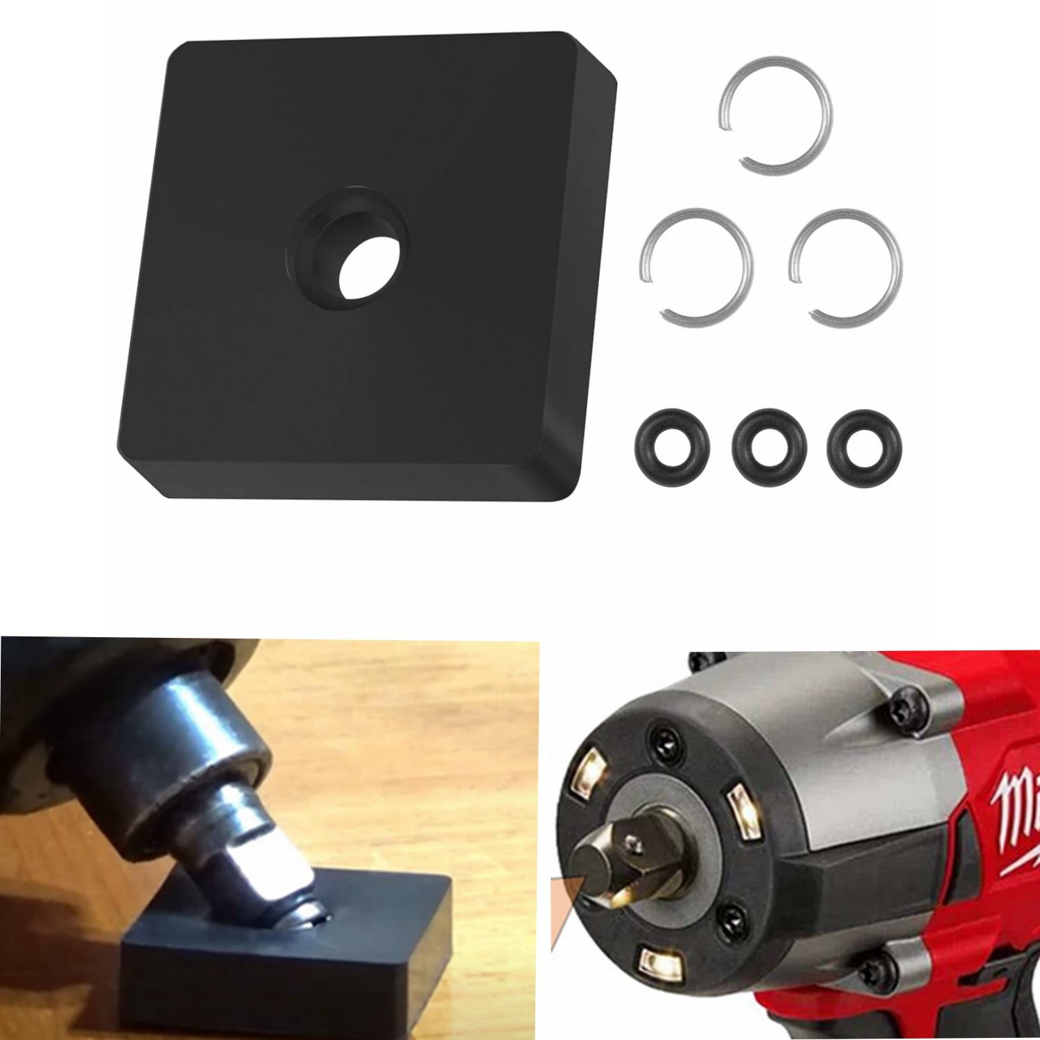 3 Sets 3/8" Impact Wrench Retaining Ring Clip with O-Ring for Milwaukee Type