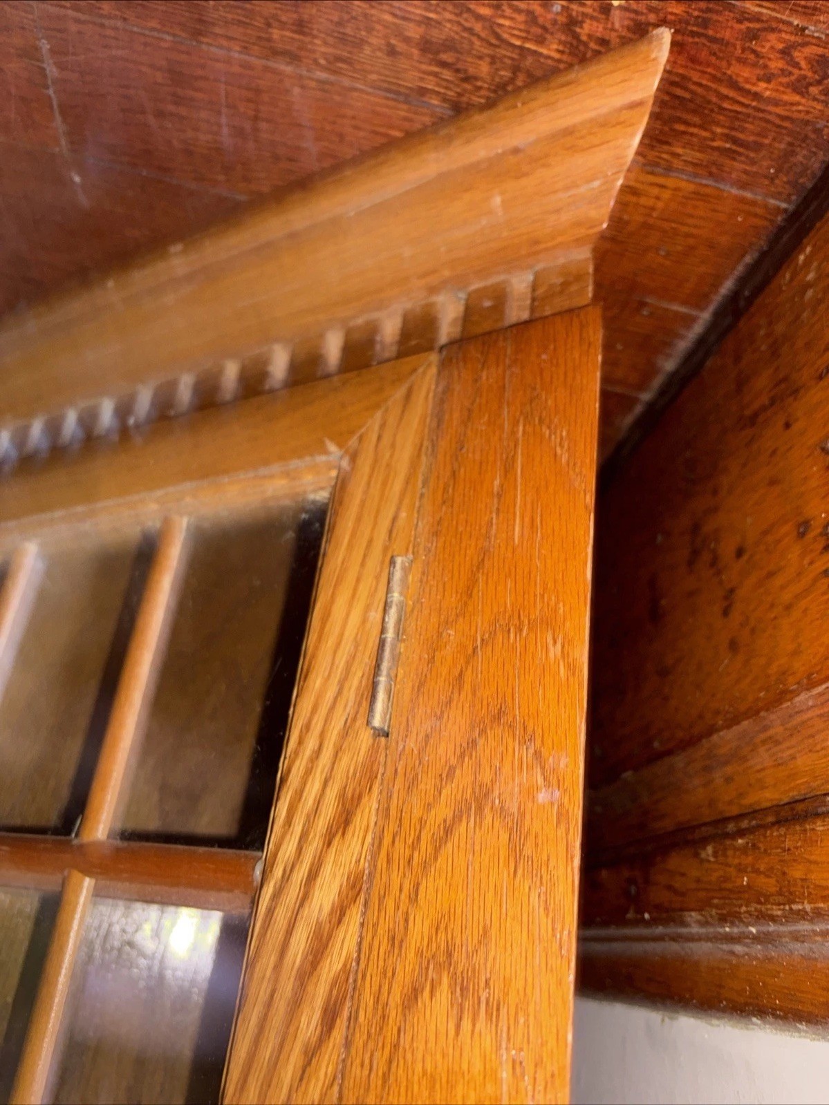 Vintage Oak Curio Corner Cabinet Shelf Display Farmhouse