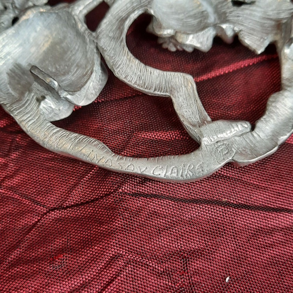 Pewter Rose Trivet, Signed Lindsay Clairs'
