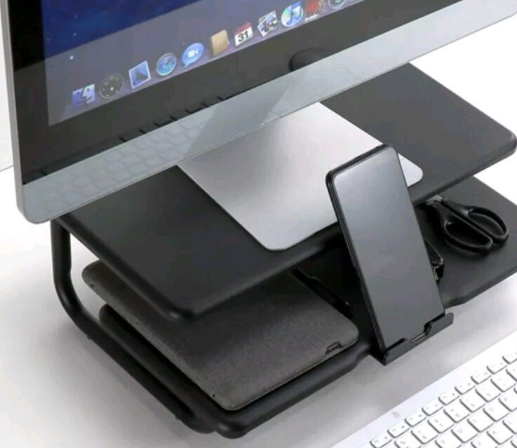 Double-Layer Heightening Desktop MDF/Metal Display Base Notebook Computer Stand.