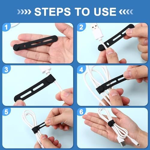 42 Pcs Silicone Cable Ties Reusable Cord Straps Multipurpose Elastic Cable