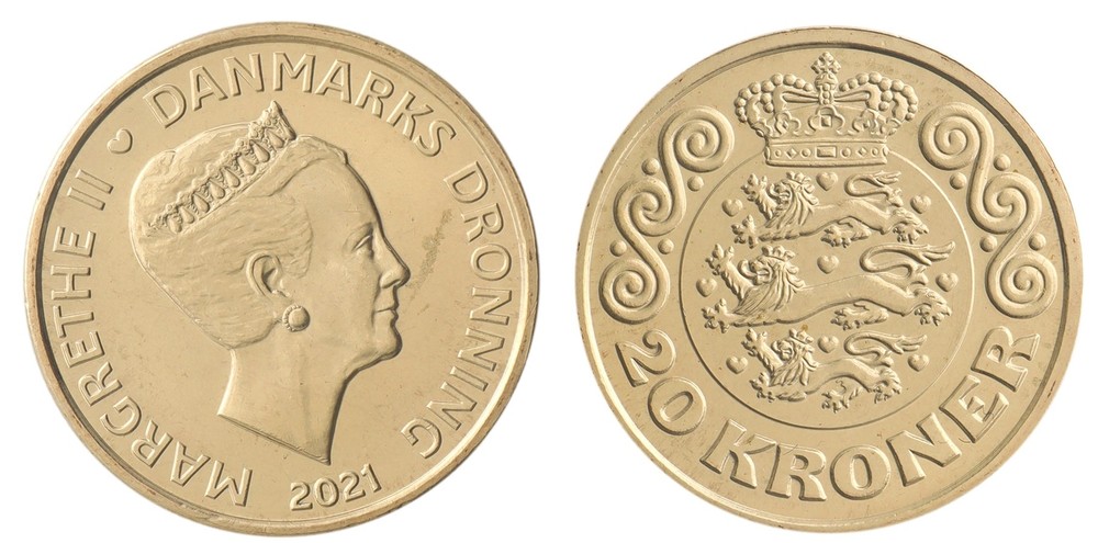 Denmark 20 Kroner, 2021, KM #955, Mint