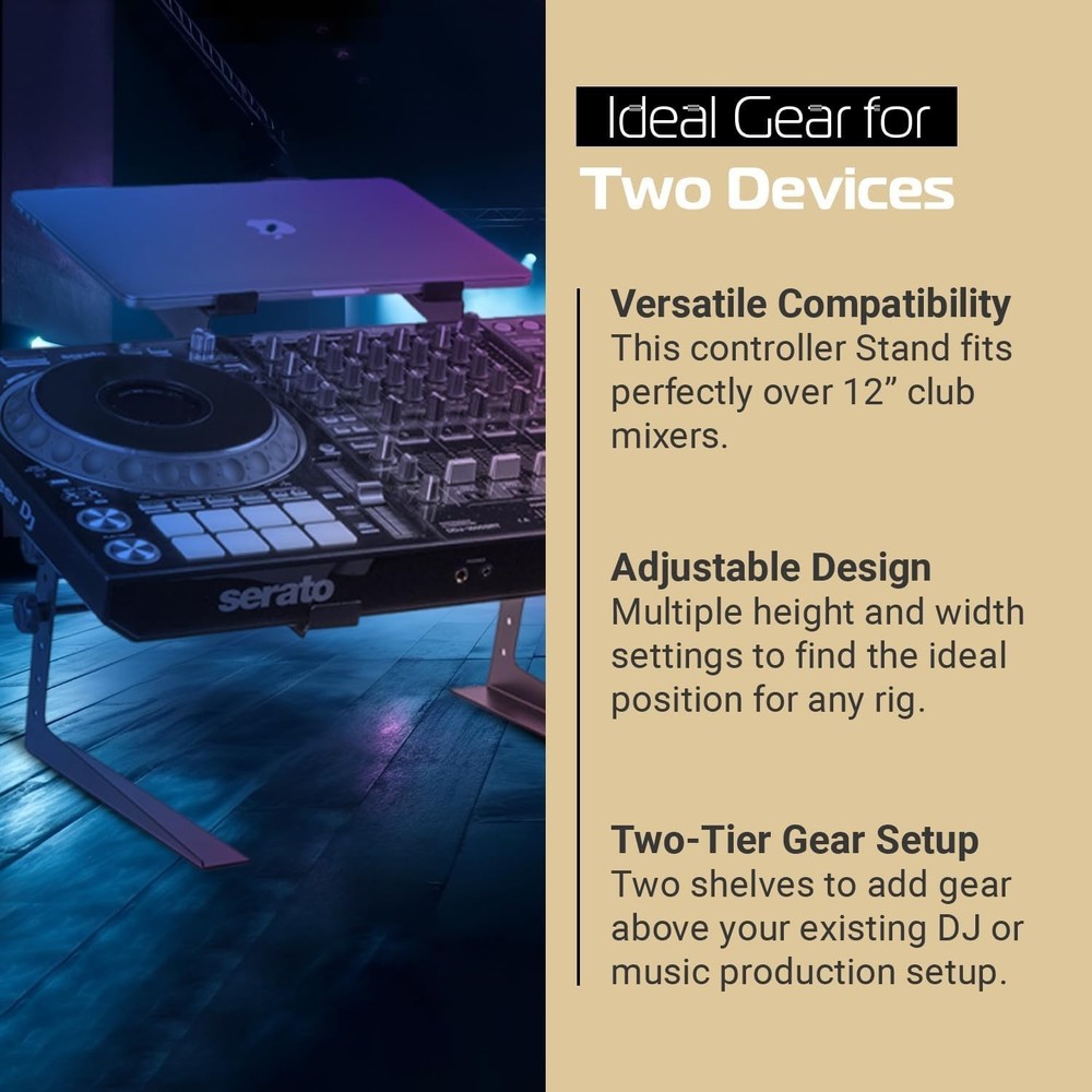Lightweight DJ Controller Stand With Dual Shelves - Ultimate Stability & Style