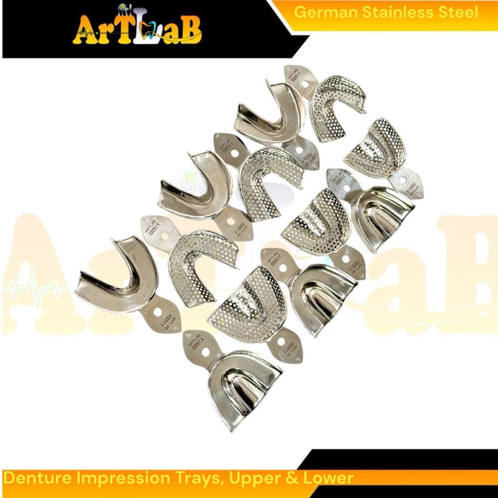 Denture Impression Trays Upper & Lower, Perforated, Non-Perforated, Stainless