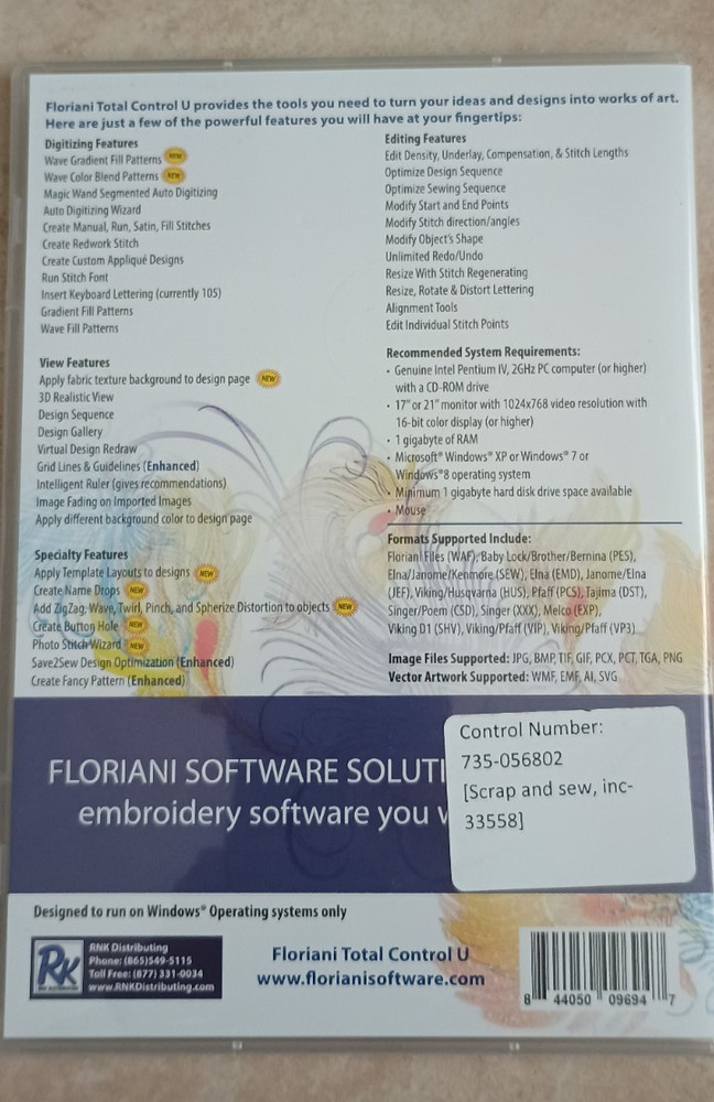 Floriani - Total Control "U" Professional Embroidery Software