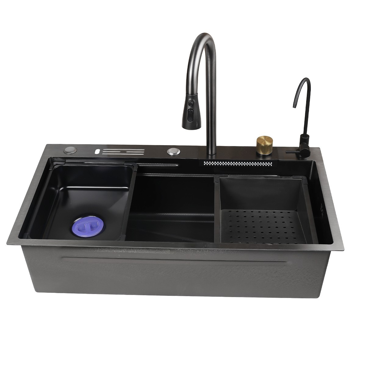 28x17 Flying Rain Stainless Steel Waterfall Kitchen Sink with Faucet Single Bowl