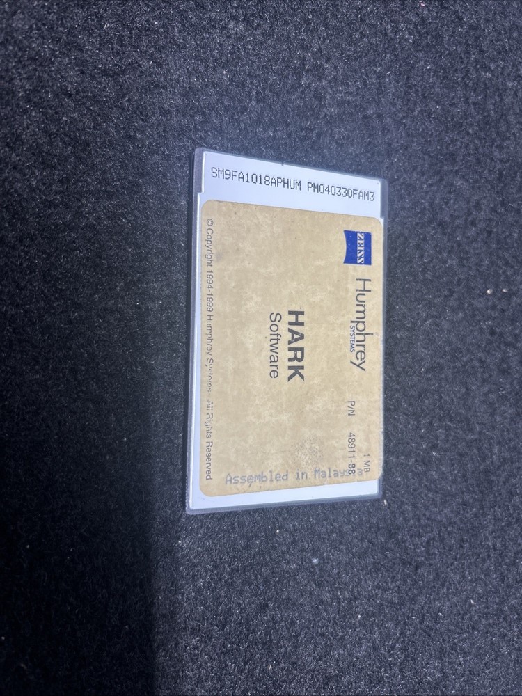 Zeiss Humphrey Auto Refractor Keratometer ARK Model 599 Software Card