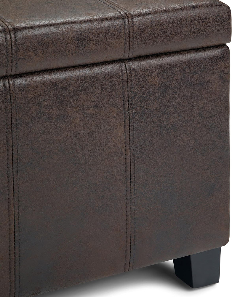 Dover Storage Ottoman Bench - 36 Inch Wide Upholstered Vegan Leather Rectangular