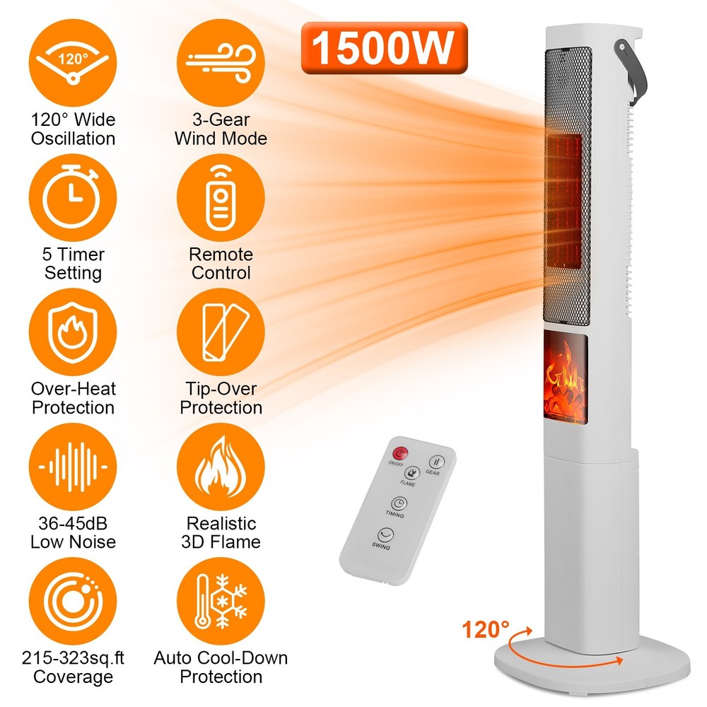 Oscillating PTC Ceramic Remote Control Space Heater + Portable Electric Heater
