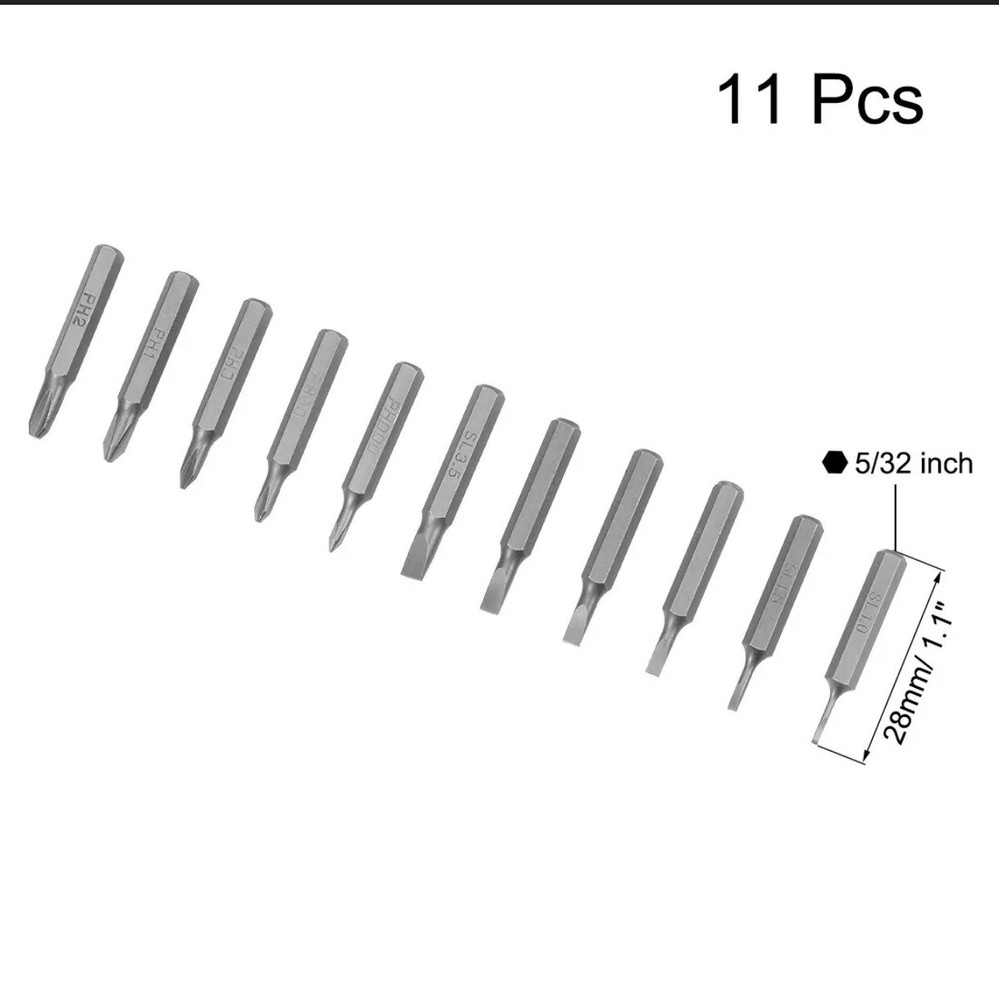 Screwdriver Bits Set 11pcs 5/32 Inch Hex 4 Shank Phillips Slotted Bit Set