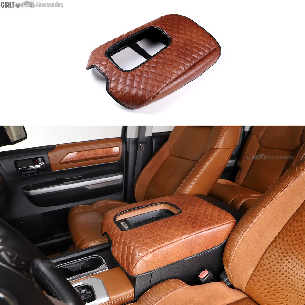 Custom Fit For 2007-2021 Tundra Center Conosle Cover PU Leather Armrest Cushion