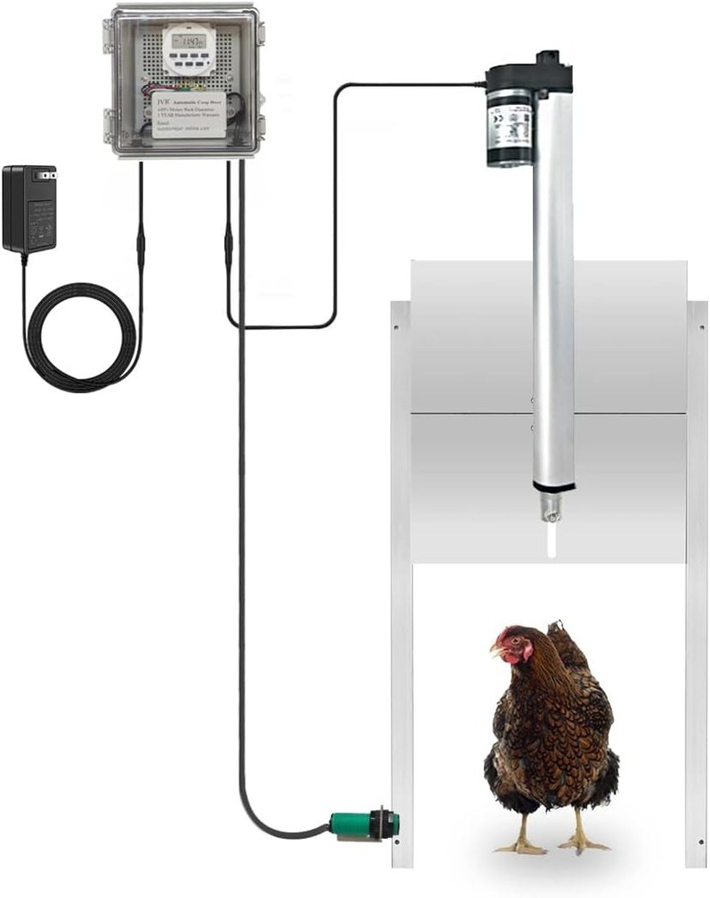 JVR Automatic Chicken Coop Door Opener with Timer, Programmable, Small Size