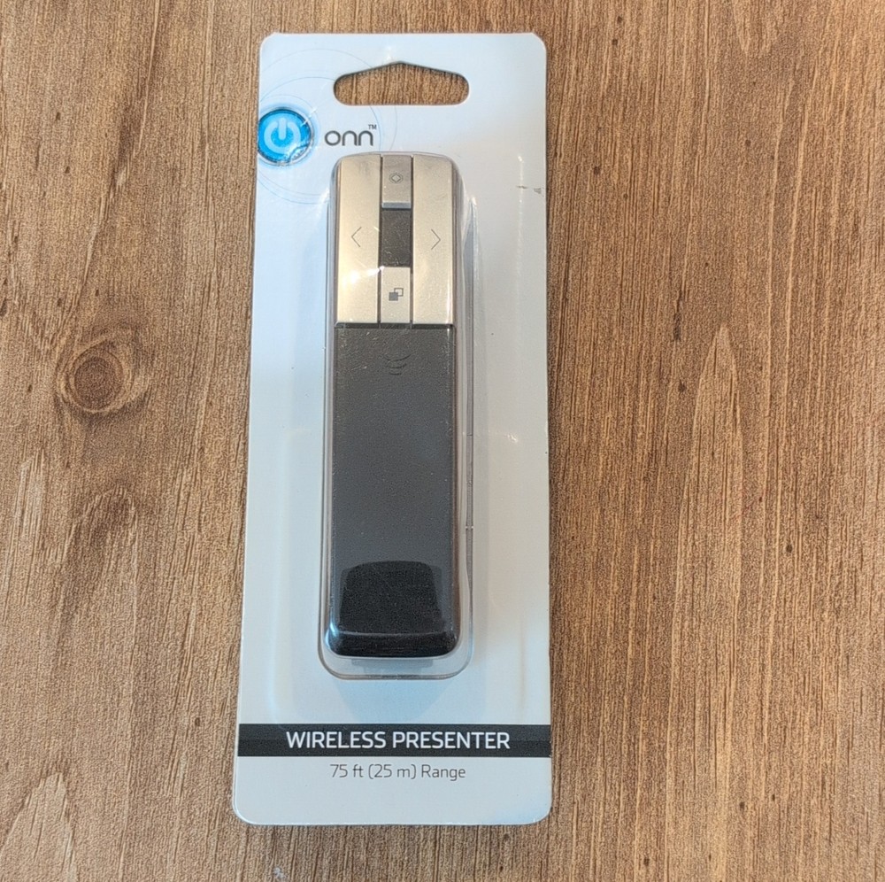 ONN Wireless Presenter Pointer Black 75 ft Range Laser Slideshow ONA17H0008