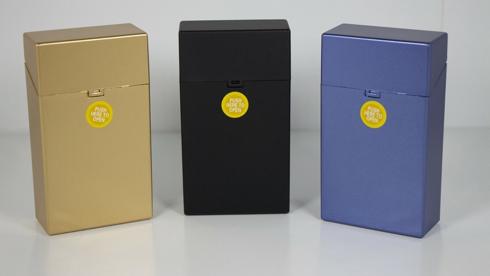 12 Mix Metallic Color Push Open Plastic Cigarette Case Pack Holder 100mm