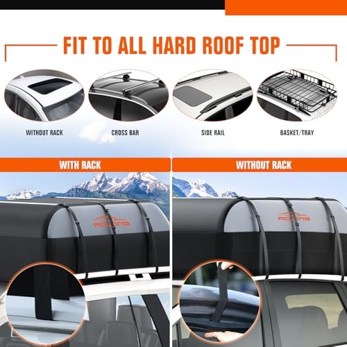 21 Cubic Feet Car Roof Bag 840D Waterproof Rooftop Cargo 21 Cubic ft-Grey