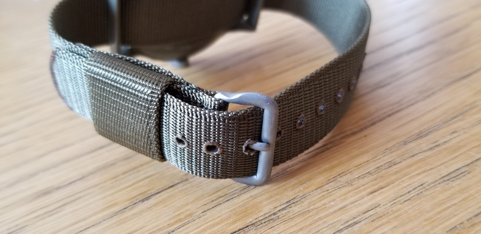 1965 NOS 16MM Vietnam War US military nylon watch strap OD green: 60 years old!