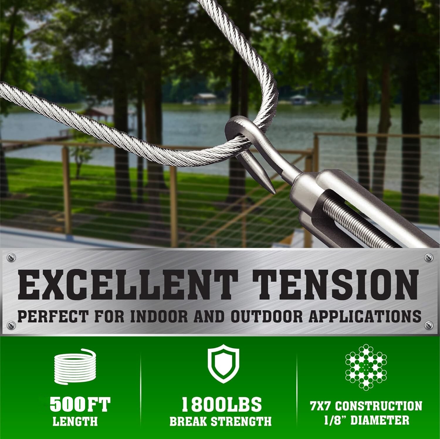 500Ft 1/8 Stainless Steel Cable Wire Rope Aircraft Cable Railing Decking 7x7 DIY