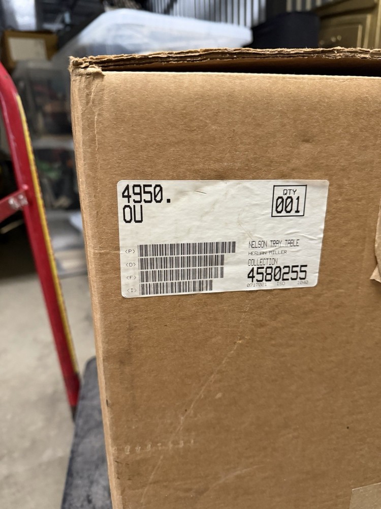 Authentic Herman Miller Walnut Adjustable Height Nelson Tray Table With Box