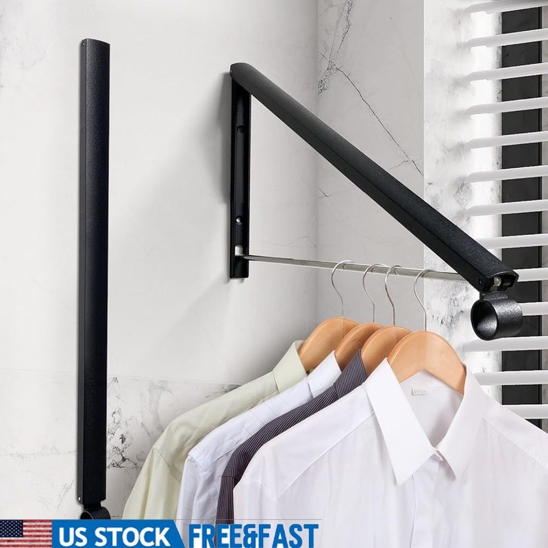 Wall Mounted Foldable Clothes Rack Space Saving Durable Indoor Outdoor Use