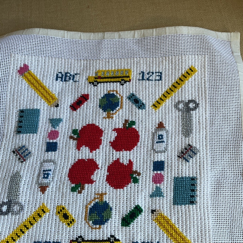 COMPLETED SCHOOL DAYS NEEDLEPOINT CANVAS! DONE BY ME
