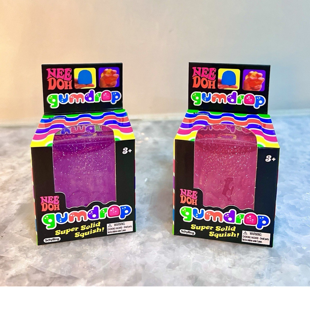 Nee Doh Gumdrop Super Solid Squish Squeeze 2 Pack - Purple & Pink