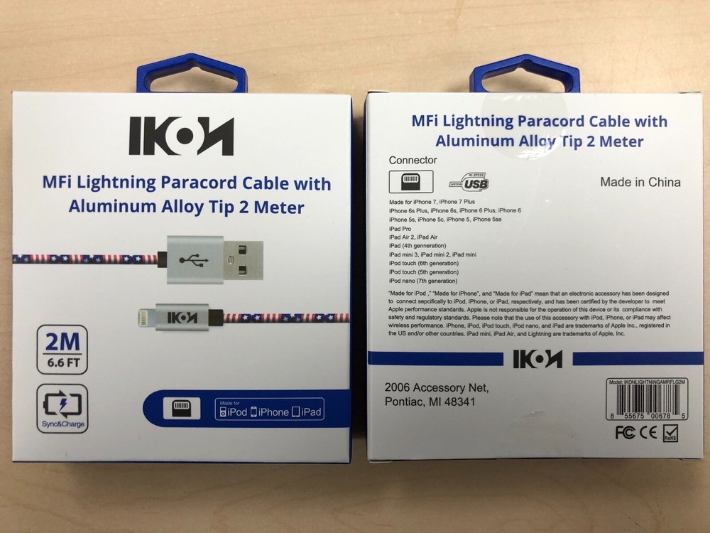 Ikon Premium Apple Certified 6FT Lightning Cable - Sync/Charge iPhone/iPad