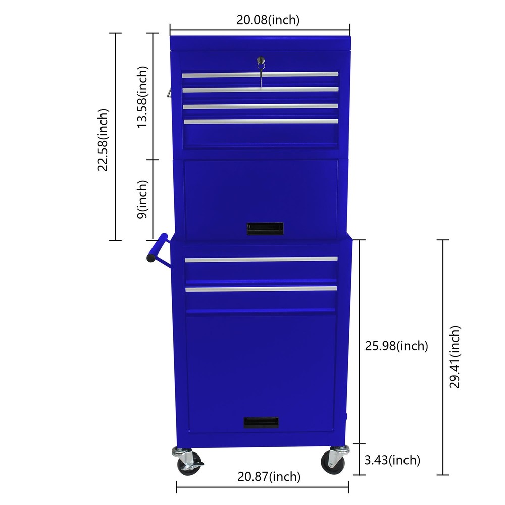 Heavy-Duty 6-Drawer Rolling Tool Chest with Wheels – Blue Storage Solution