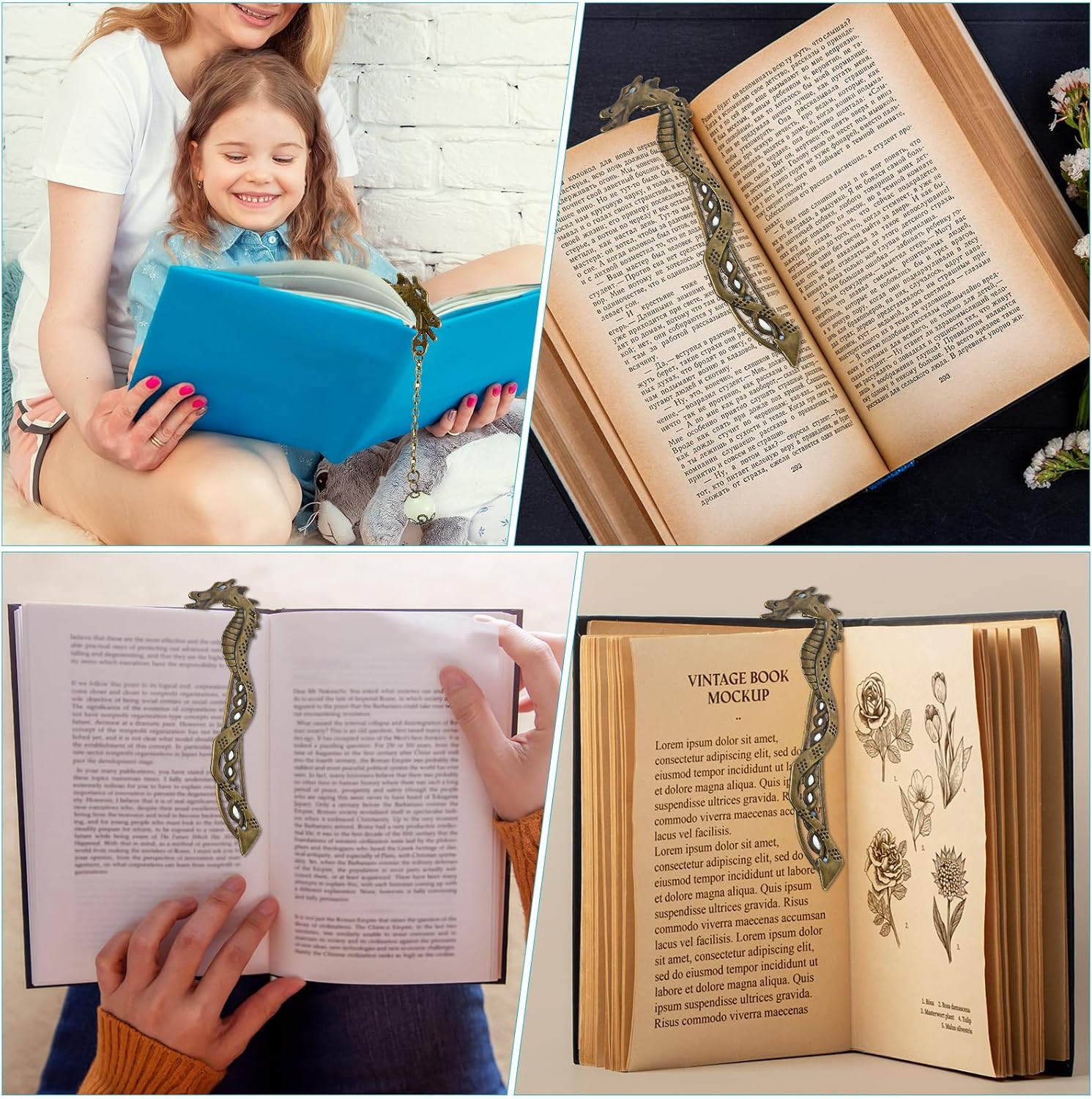 Dragon Bookmark, Fantasy Bookmark Gifts Glow in the Dark, Metal Bookmarks for Bo