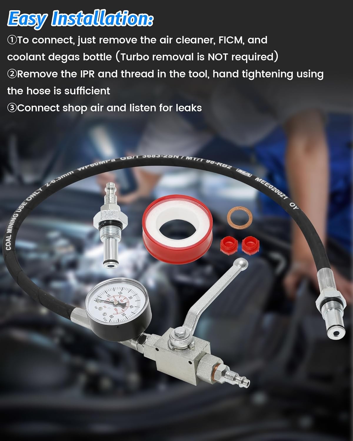 High Pressure Oil System IPR Air Test Tool Kit for Ford 6.0L-7.3L Powerstroke