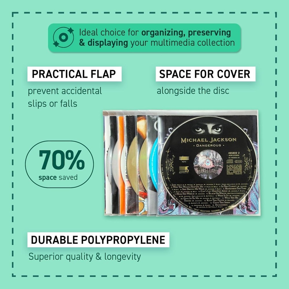 Durable 100 CD Sleeves with Secure Closure - Ultimate Space-Saving Solution