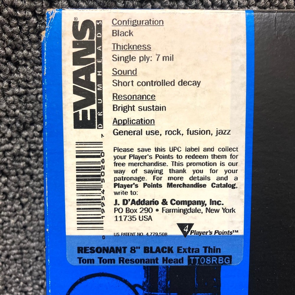 Evans 8" Extra Thin Black Resonant Drum Head TT08RBG