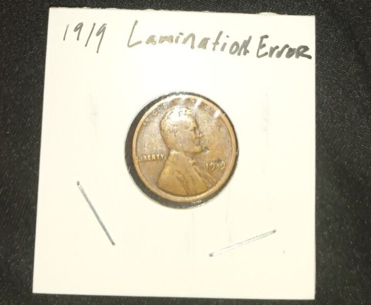 1919 No Mint Mark Wheat Penny Lamenation Error Obverse/Reverse