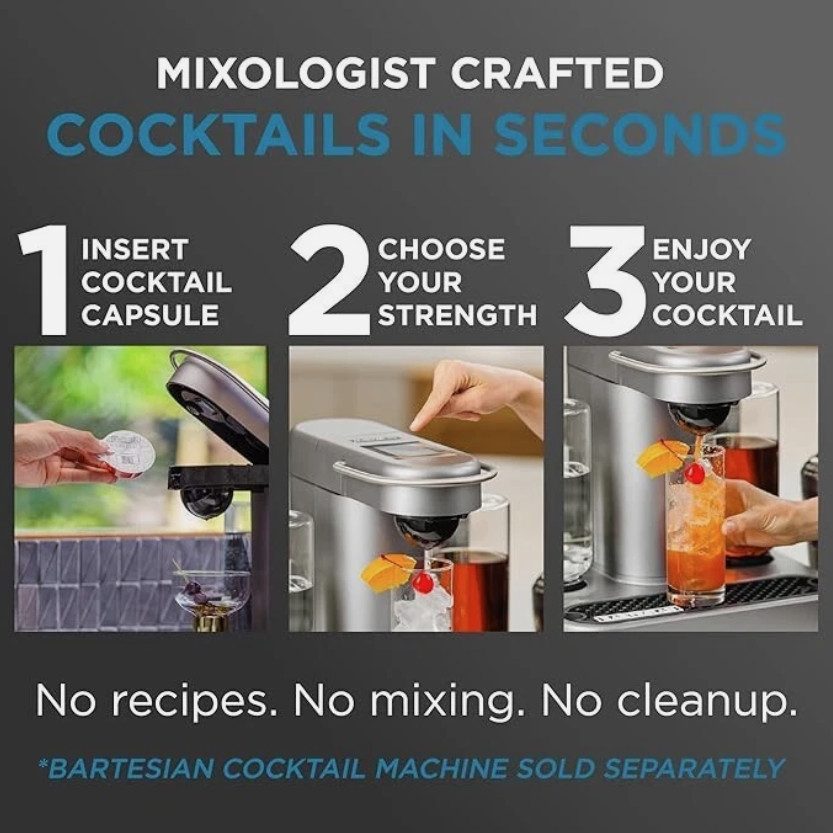 Bartesian Classic Collection 6 Cocktail Mixer Capsules, Pack of 6