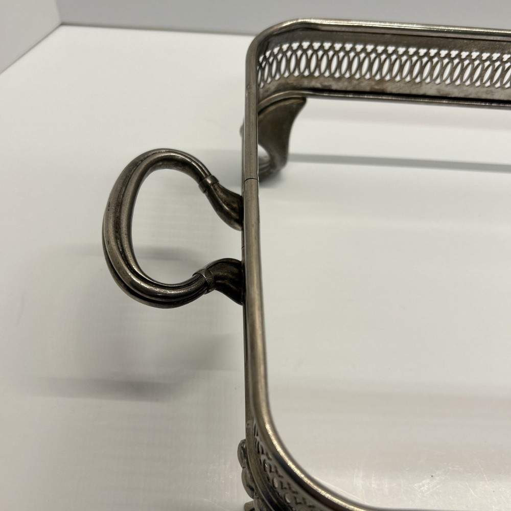 Silverplate Casserole Dish/Book Holder Reticulated Footed Vintage