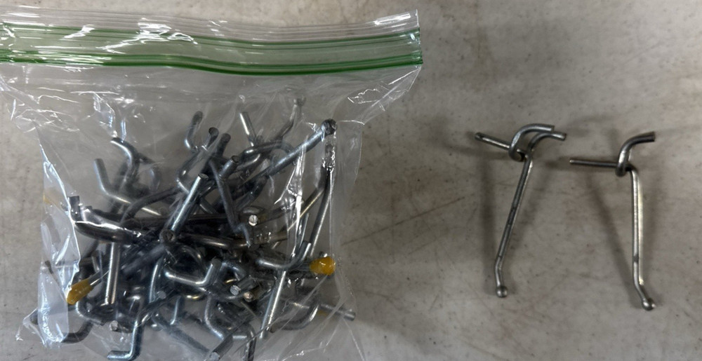 Bag filled with 3"  hooks for peg board