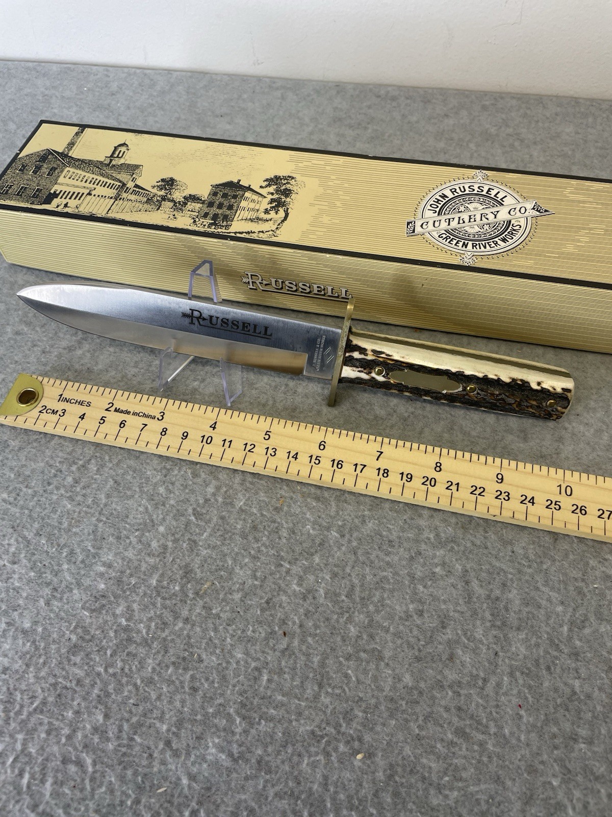 J. Russell Green River Works Argentina Bowie Knife Stag Handle