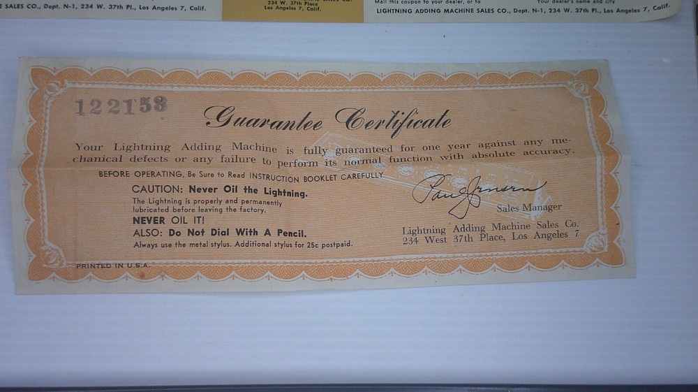 Large Bakelite/ Catlin brown Lightening Adding machine removable w/ instructions