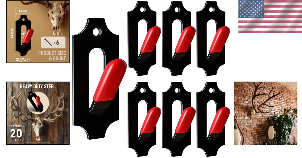 6-Pack Deer Skull Mount Hanger with Silicone Protector - Durable & Elegant