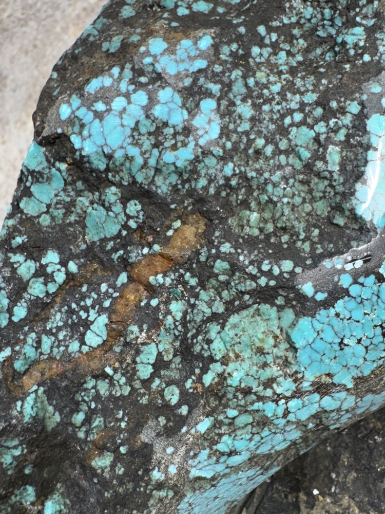 Hubei turquoise rough , solid spiderwebs nuggets in blue color tight pattern